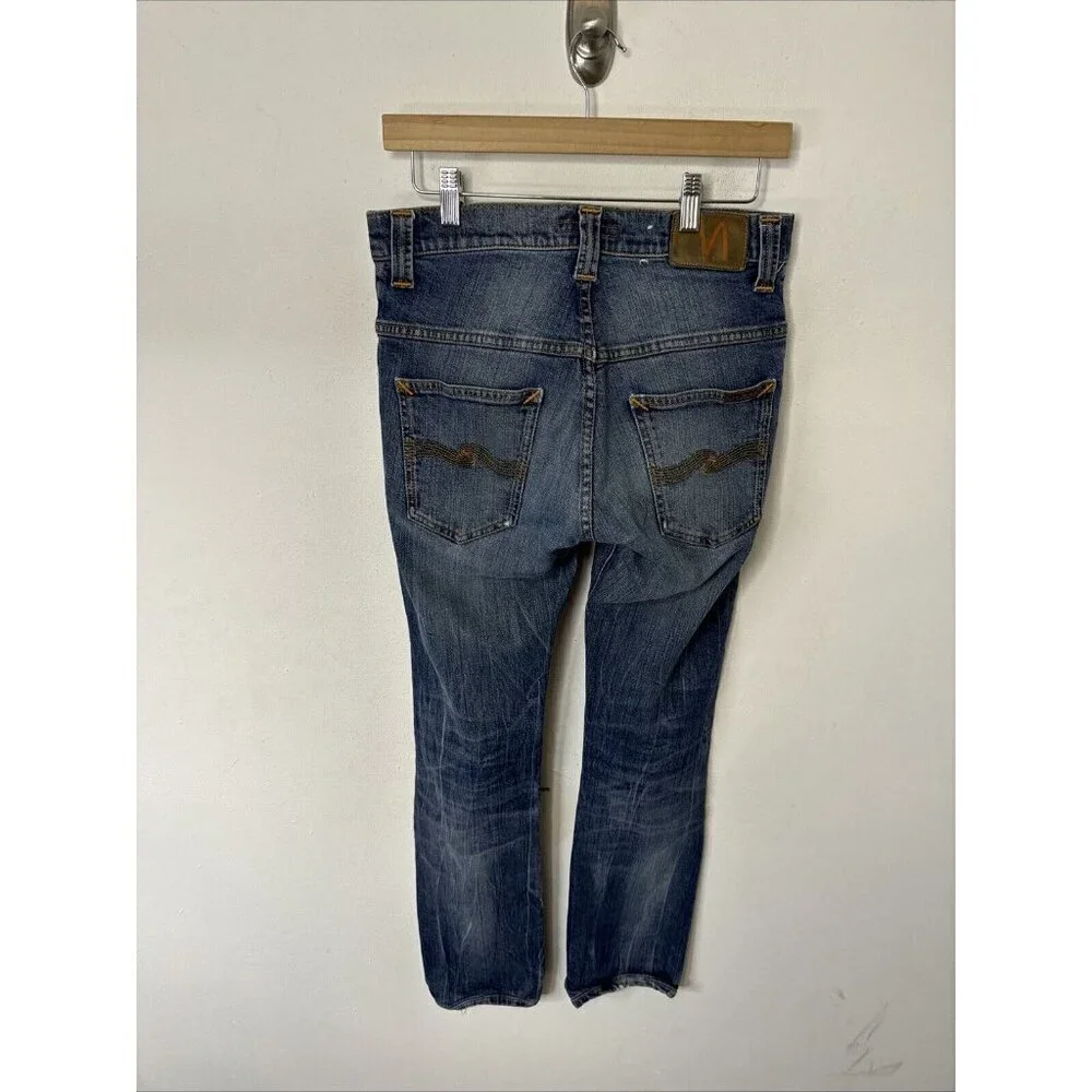 Nudie Jeans Thin Finn Mens 30X31 ‎ Denim Jeans Skinny Midnight Worn